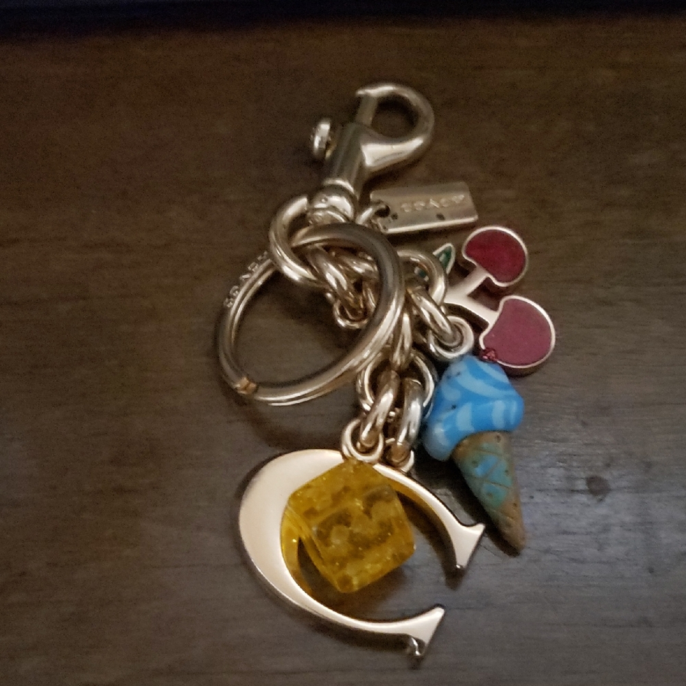 Coach Gold Keychain with Colorful Charms..EUC